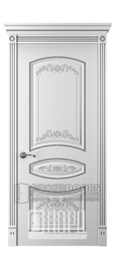 Дверь Прима 3 ДГ Белый снег патина серебро