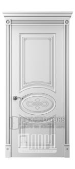 Дверь Прима 7 ДГ Белый снег патина серебро